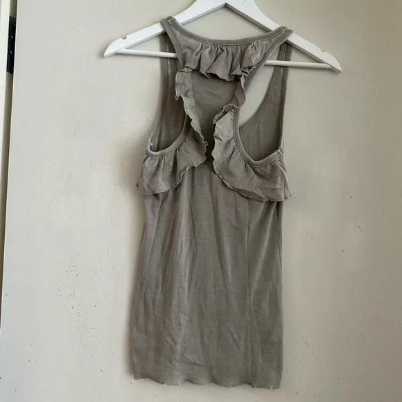 Chaser Taupe Ribbed Ruffle Racerback Tank - Picture 2 of 3